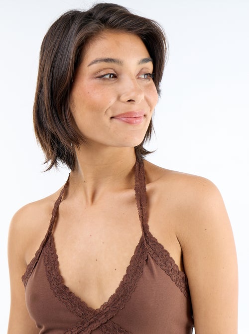 Haltertop met kant - Kiabi