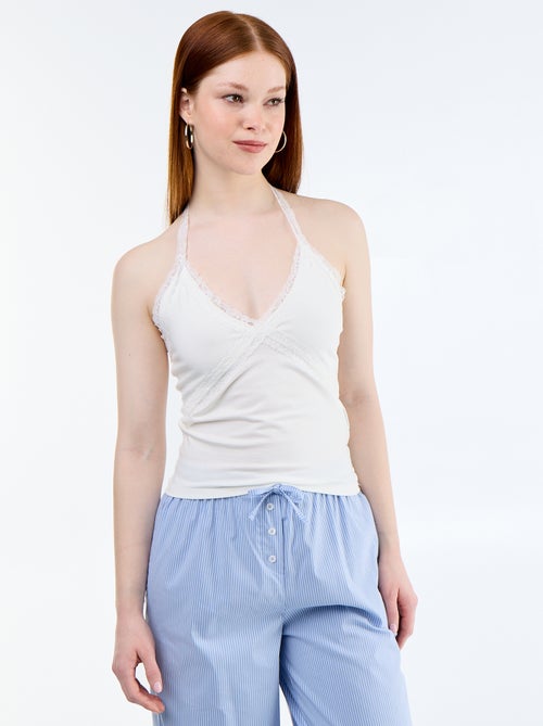 Haltertop met kant - Kiabi