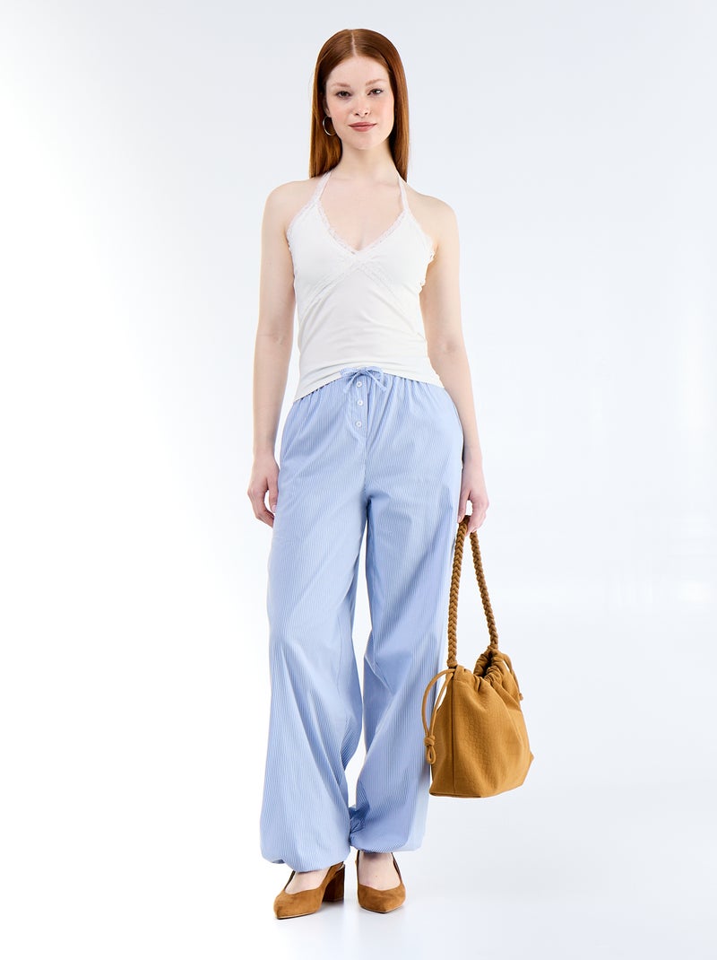 Haltertop met kant Wit - Kiabi