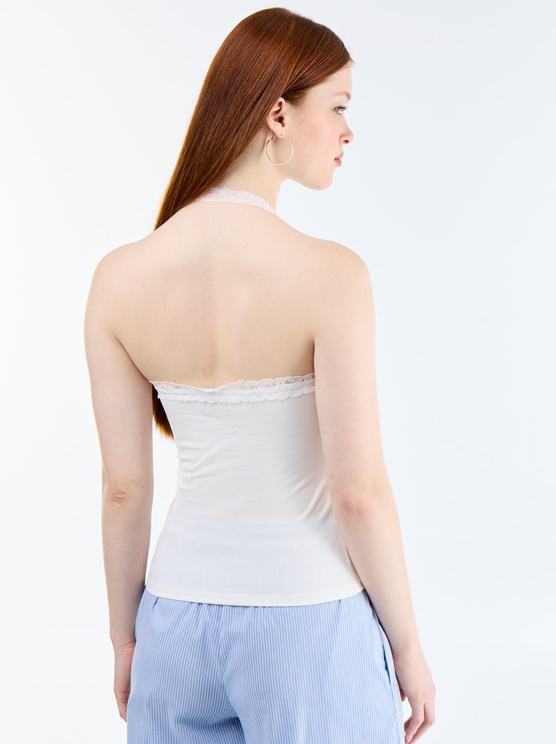 Haltertop met kant Wit - Kiabi