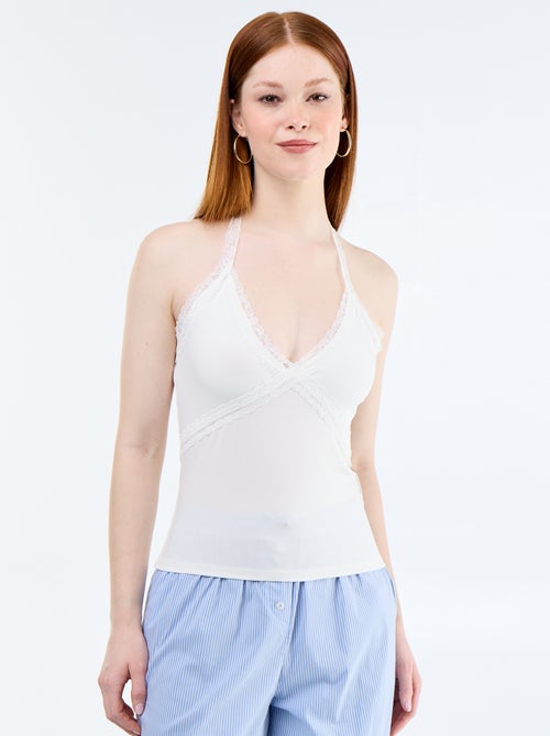 Haltertop met kant - Kiabi