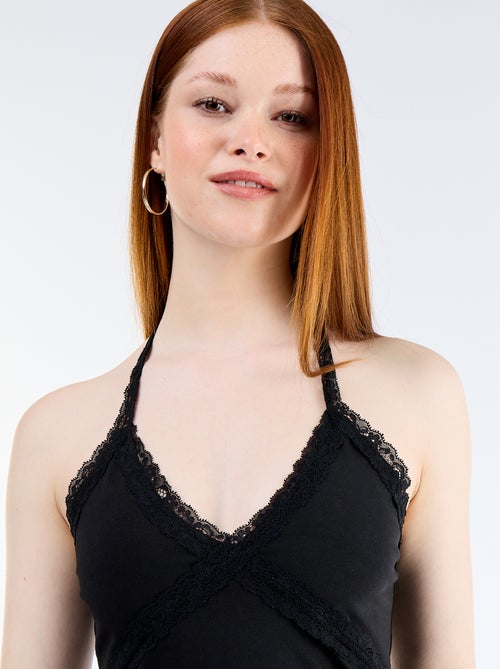 Haltertop met kant - Kiabi