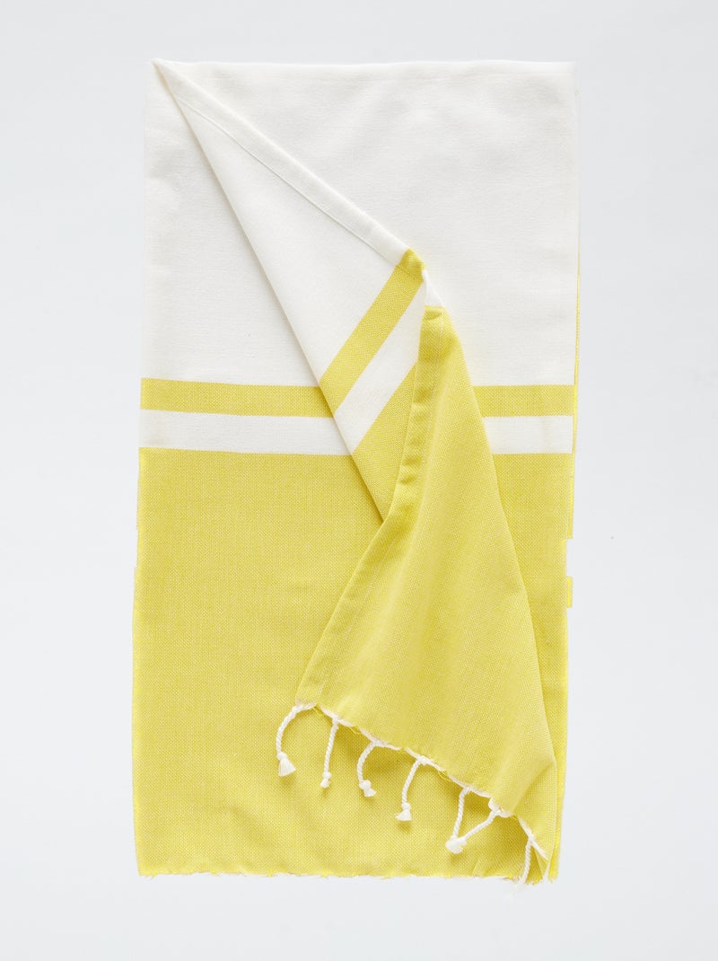 Hamamdoek met franjes (100x190 cm) GEEL - Kiabi