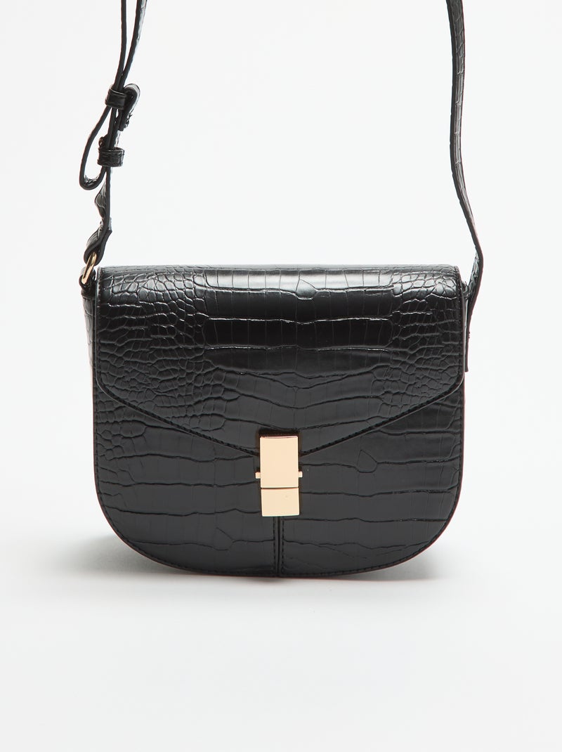 Handtas met krokodillenleerlook Zwart - Kiabi