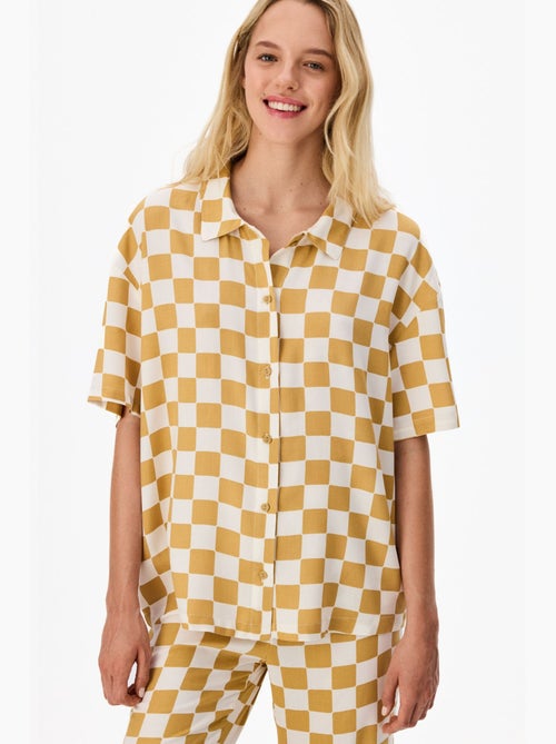 Hannah pyjamaset met ruitpatroon, overhemd met korte mouwen en broek penti - Kiabi Hannah pyjamaset met ruitpatroon, overhemd met korte mouwen en broek penti - Kiabi