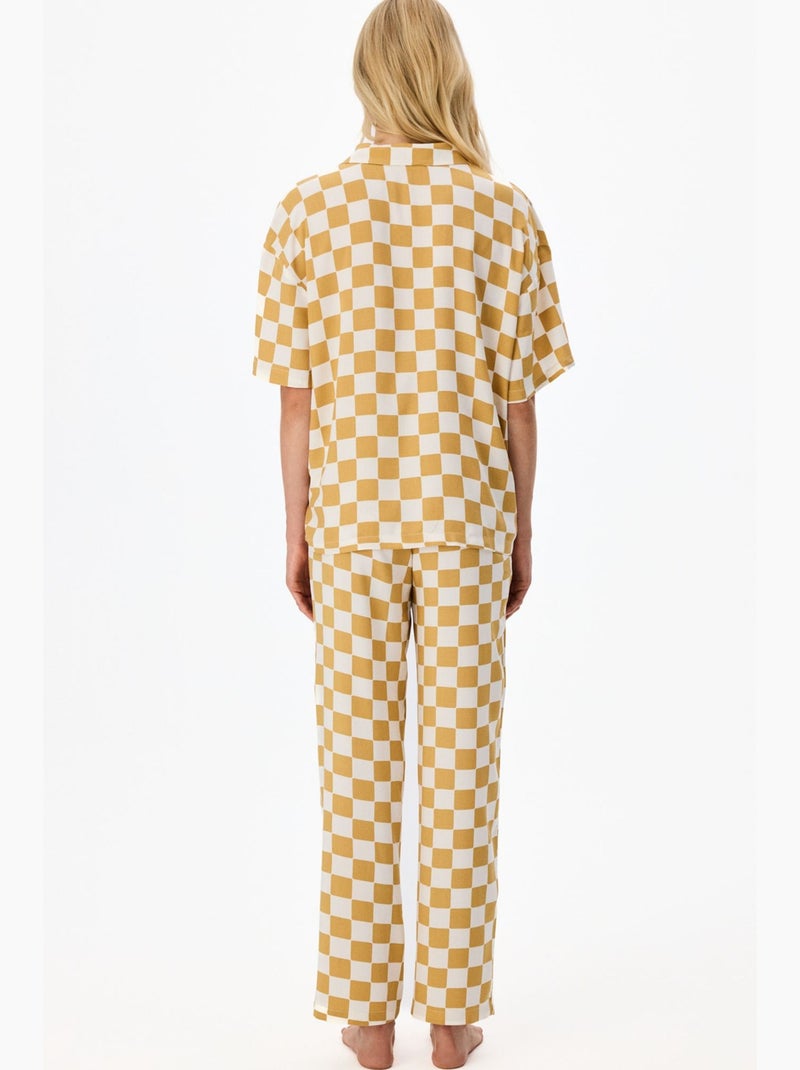 Hannah pyjamaset met ruitpatroon, overhemd met korte mouwen en broek penti Amber - Kiabi