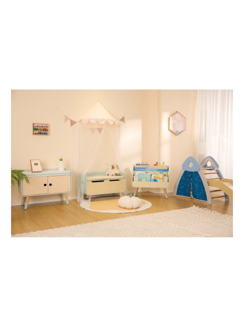 Hape - coffre à jouets/banc 2 en 1 en bois play furniture Bleu Beige - Kiabi