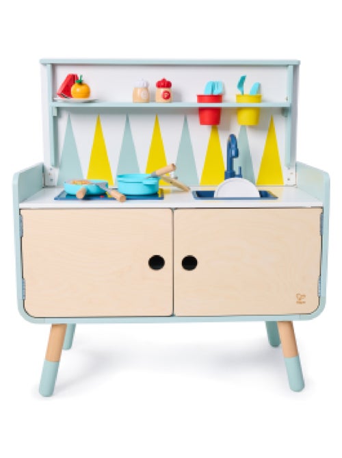 Hape - commode/cuisine enfant équipée 2 en 1 en bois play furniture - Kiabi Hape - commode/cuisine enfant équipée 2 en 1 en bois play furniture - Kiabi