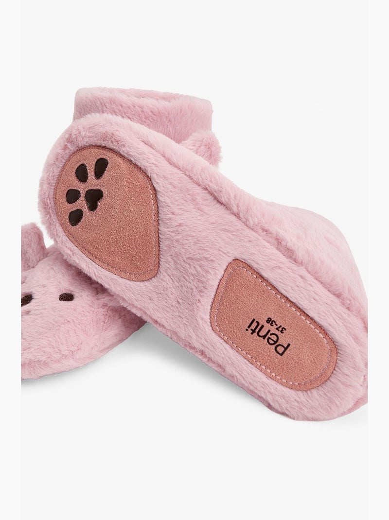 Happy bear pantoffel met dierenborduursel penti Lichtroze - Kiabi