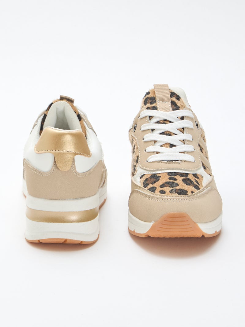 Hardloopschoenen met luipaardprint Kaki - Kiabi