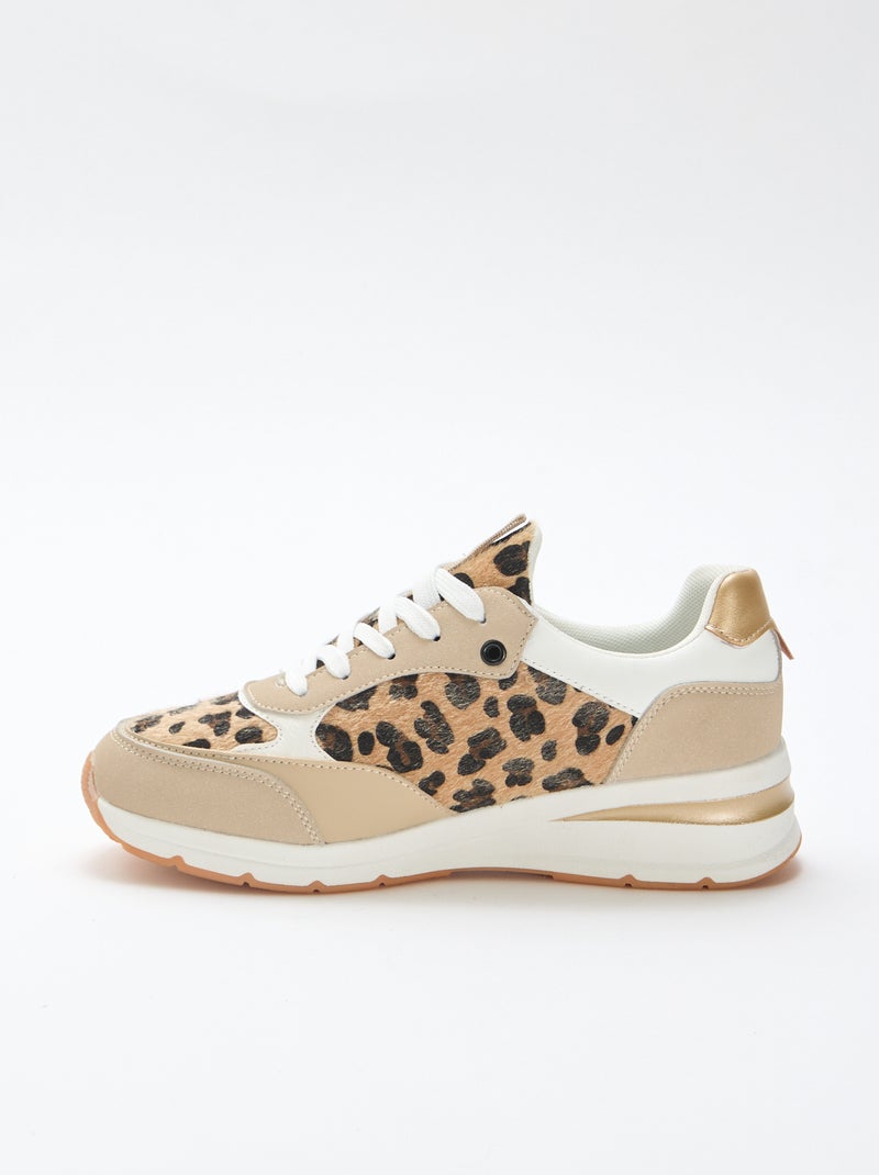Hardloopschoenen met luipaardprint Kaki - Kiabi
