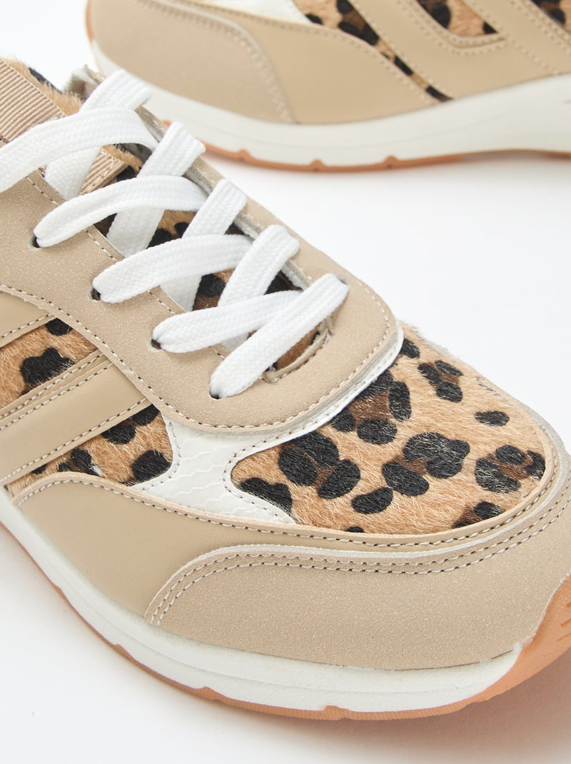 Hardloopschoenen met luipaardprint Kaki - Kiabi
