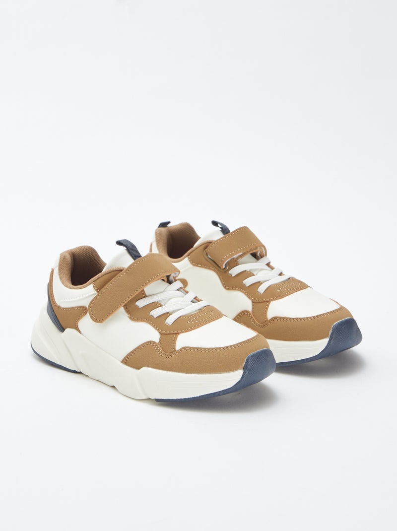 Hardloopsneakers met klittenband en elastische veters Wit - Kiabi