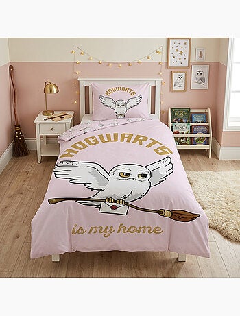 Harry potter hedwig dekbedovertrek 140x200 cm + kussensloop 63x63 roze