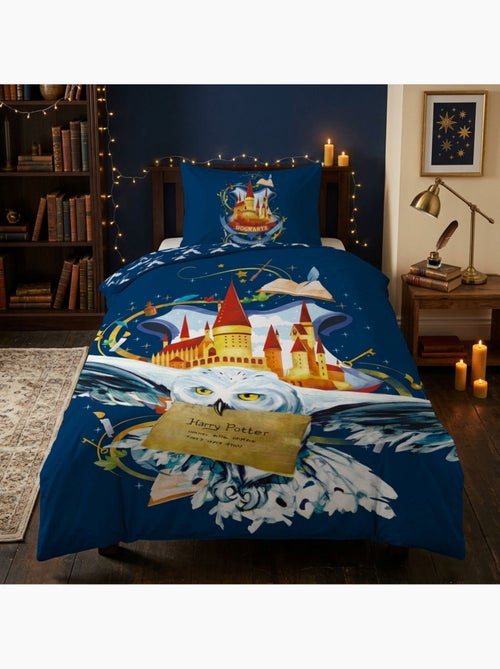 Harry potter hedwige housse de couette 140x200 cm + taie 63x63 bleu - Kiabi Harry potter hedwige housse de couette 140x200 cm + taie 63x63 bleu - Kiabi