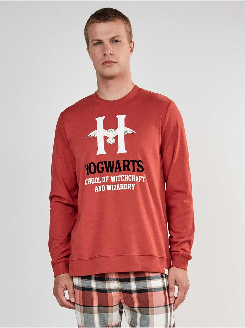 Harry potter heren pyjama set met geruite broek Terracotta - Kiabi