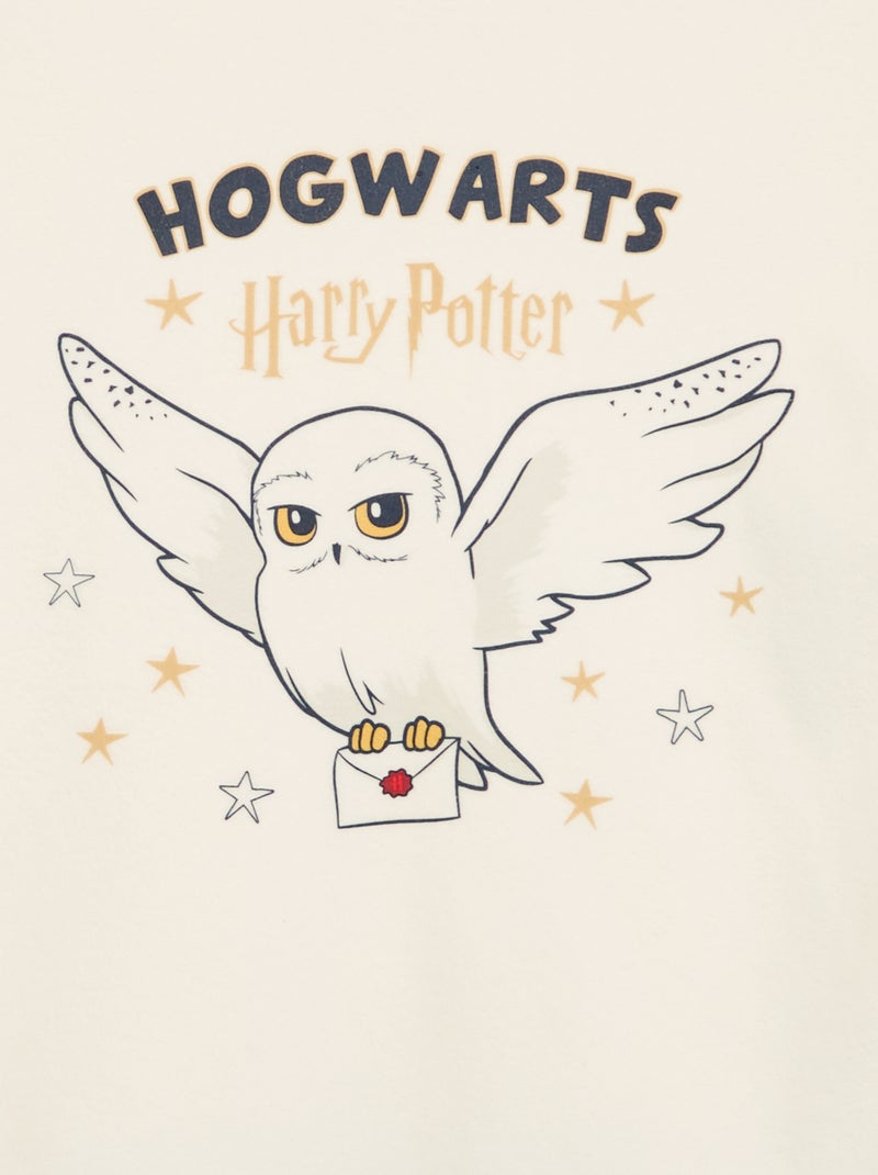 "Harry Potter"-pyjama 2-delig van fleece - T-shirt met lange mouwen + broek Ecru - Kiabi
