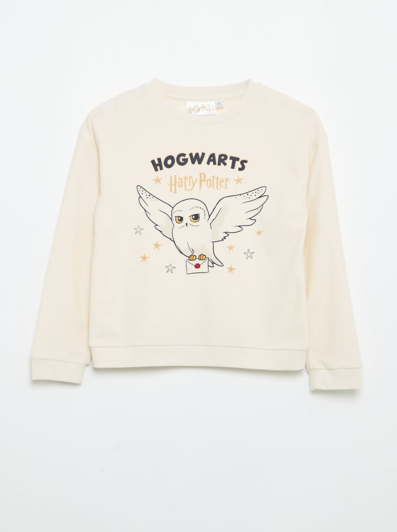 "Harry Potter"-pyjama 2-delig van fleece - T-shirt met lange mouwen + broek Ecru - Kiabi