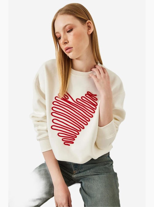 Hart geborduurd sweatshirt lucci - Kiabi