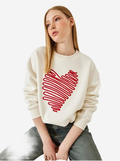 Hart geborduurd sweatshirt lucci - Kiabi
