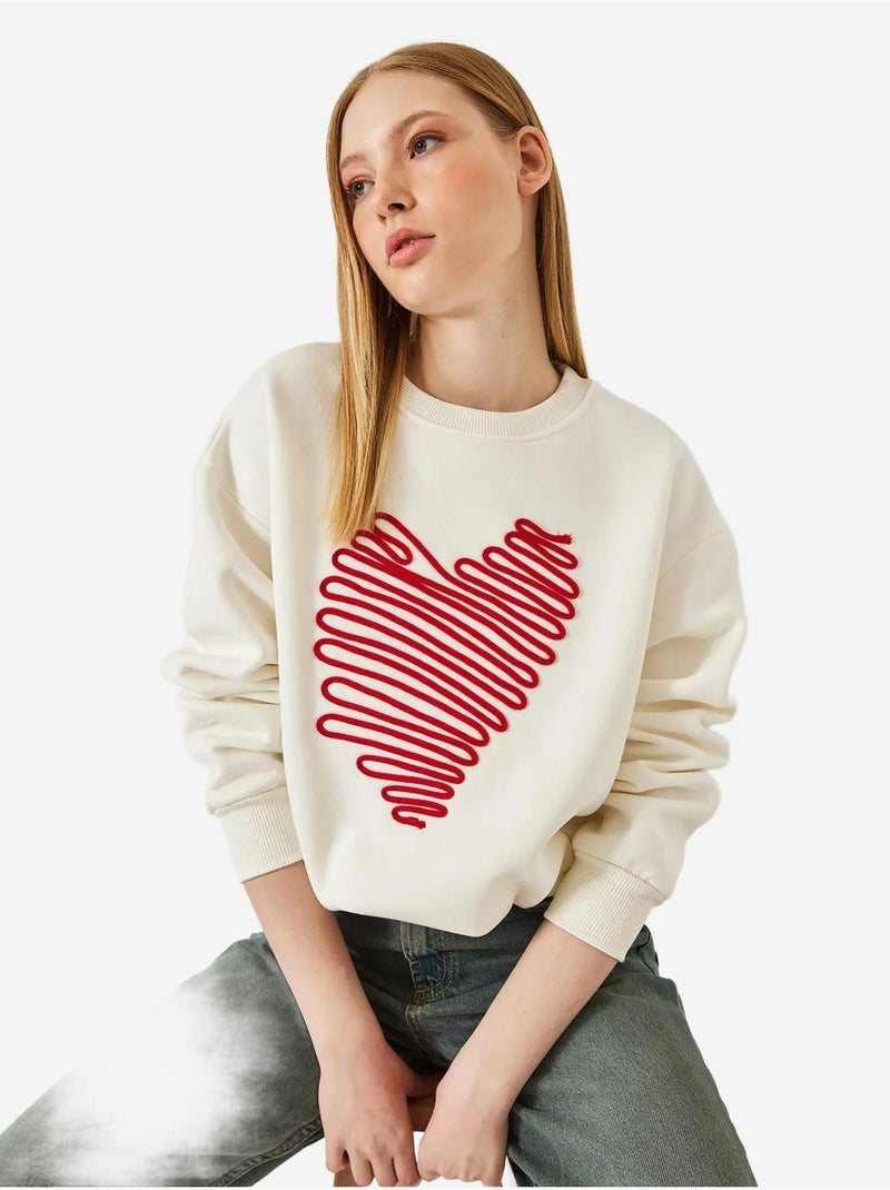 Hart geborduurd sweatshirt lucci Wit - Kiabi