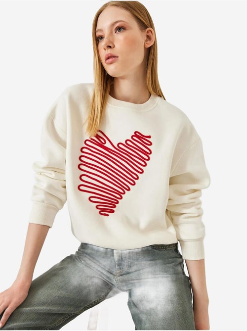 Hart geborduurd sweatshirt lucci - Kiabi