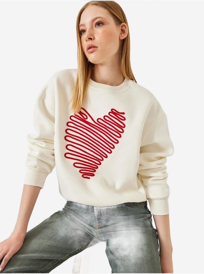 Hart geborduurd sweatshirt lucci Wit - Kiabi