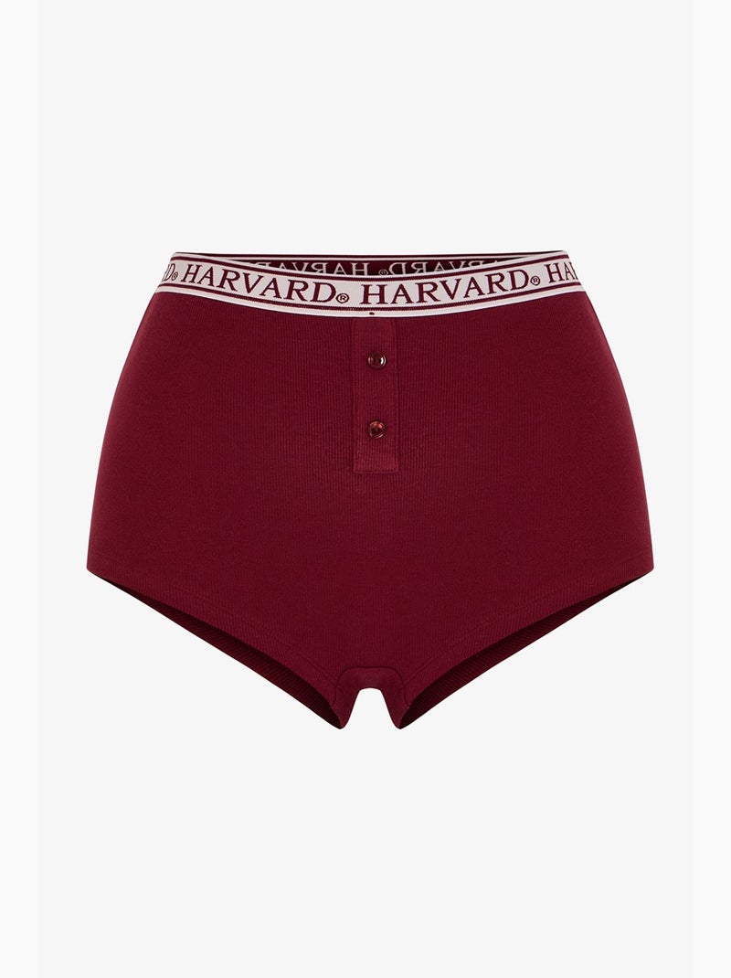Harvard boyshort met hoge taille penti Bordeauxrood - Kiabi