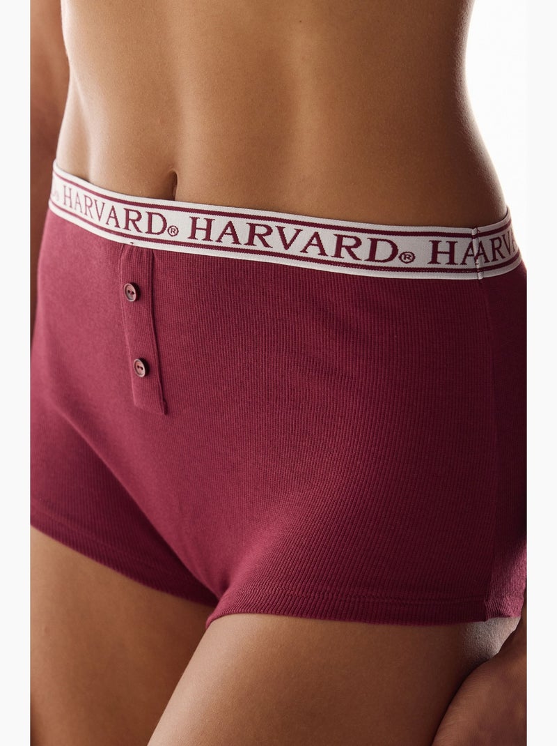 Harvard boyshort met hoge taille penti Bordeauxrood - Kiabi