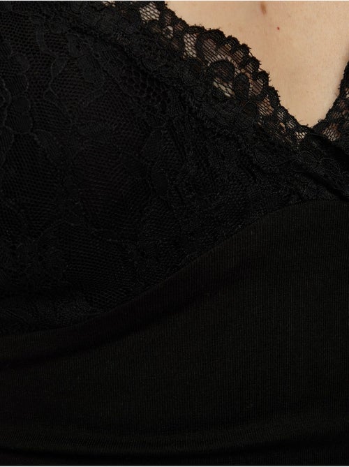 Haut à col en v avec détails en dentelle hiccup - Kiabi