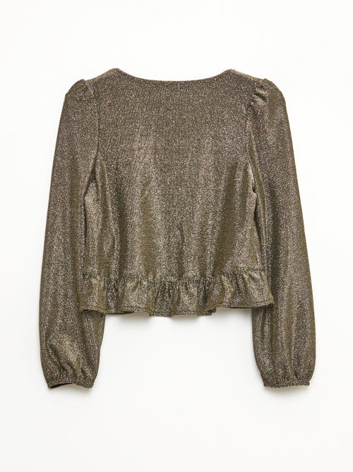 Haut brillant en maille bisous volantée - Kiabi