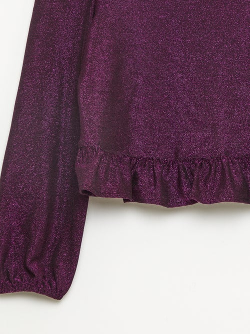 Haut brillant en maille bisous volantée - Kiabi