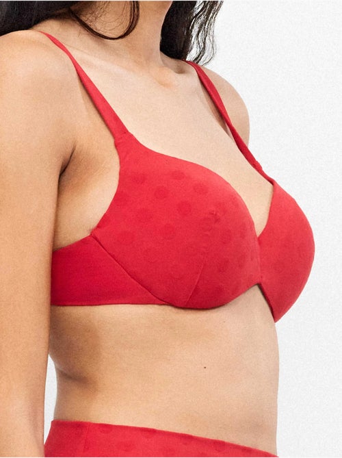 Haut de bikini à armatures intégrées jacquard à pois - Kiabi