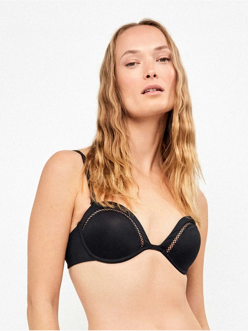 Haut de bikini bandeau décolleté plongeant Noir - Kiabi