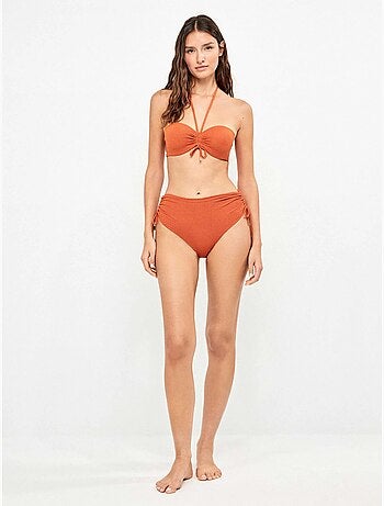 Haut de bikini bandeau détachable en piqué lurex doré