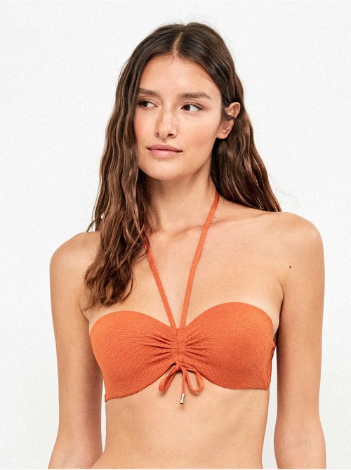 Haut de bikini bandeau détachable en piqué lurex doré - Kiabi