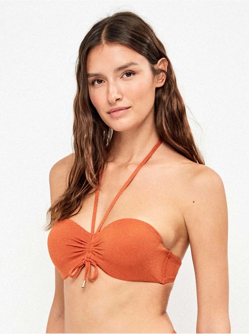 Haut de bikini bandeau détachable en piqué lurex doré - Kiabi