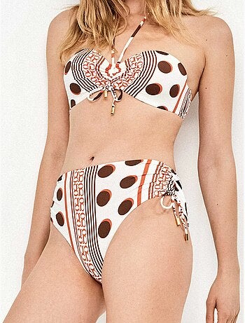Haut de bikini bandeau imprimé monogramme