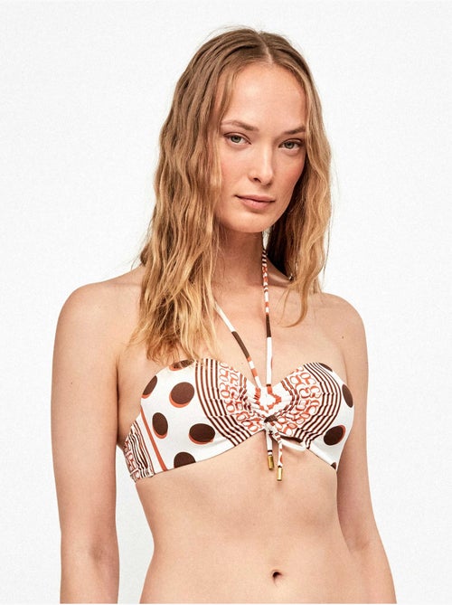 Haut de bikini bandeau imprimé monogramme - Kiabi