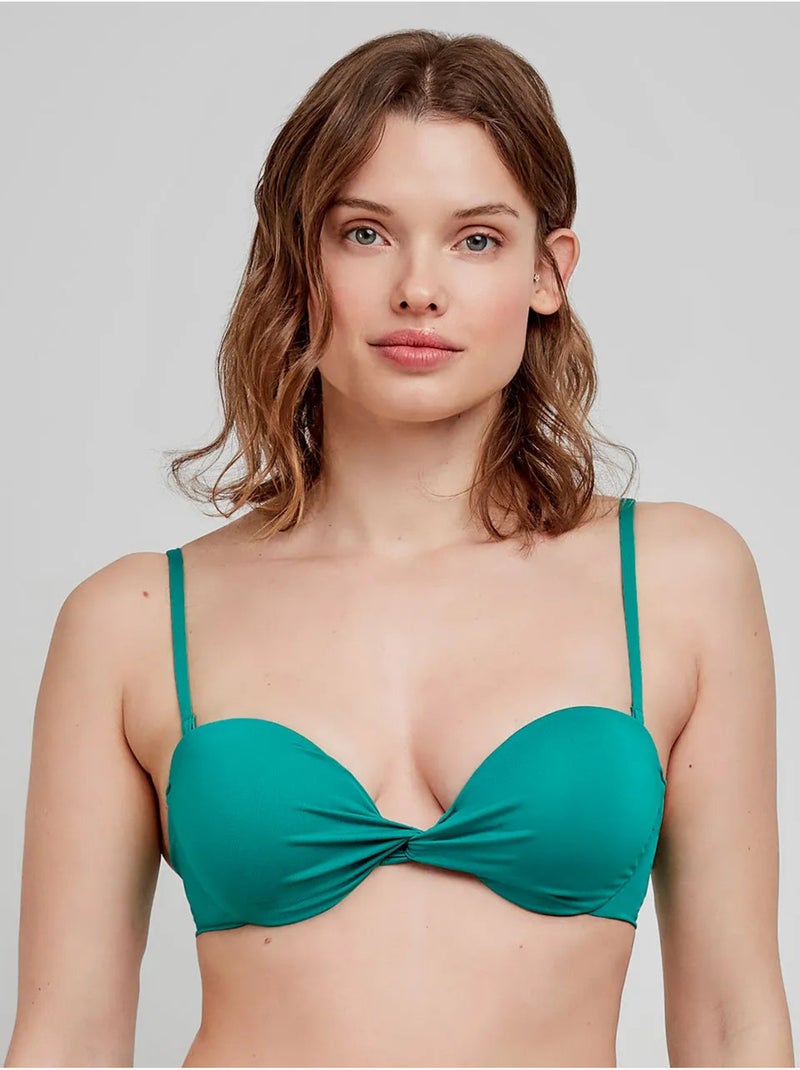 Haut de bikini bandeau uni Bleu Vert - Kiabi