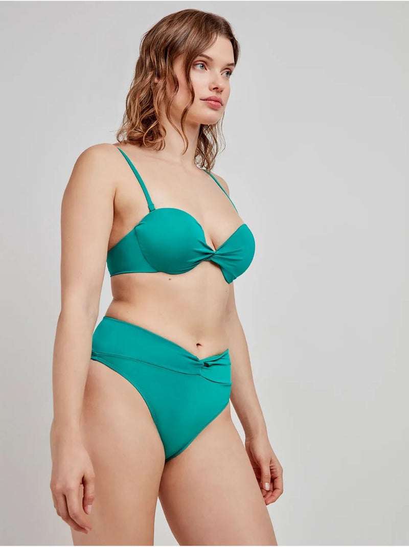 Haut de bikini bandeau uni Bleu Vert - Kiabi