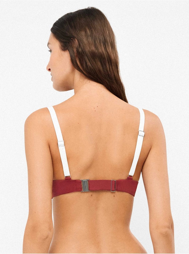 Haut de bikini bicolore avec armatures intégrées Bordeaux - Kiabi