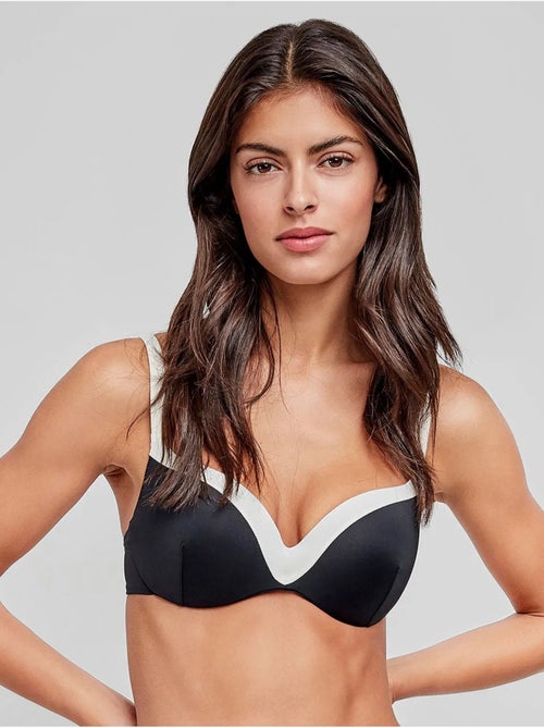 Haut de bikini bicolore avec bords contrastés - Kiabi