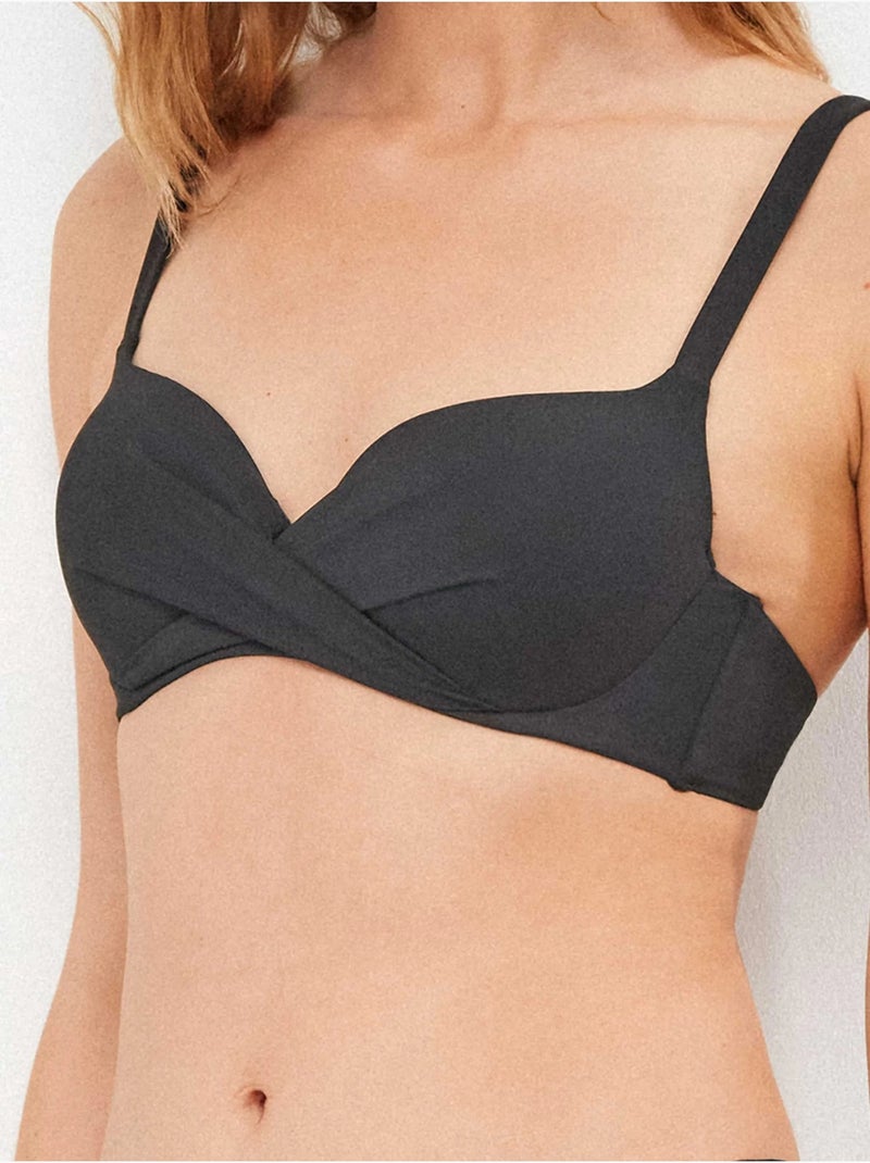 Haut de bikini croisé devant Noir - Kiabi