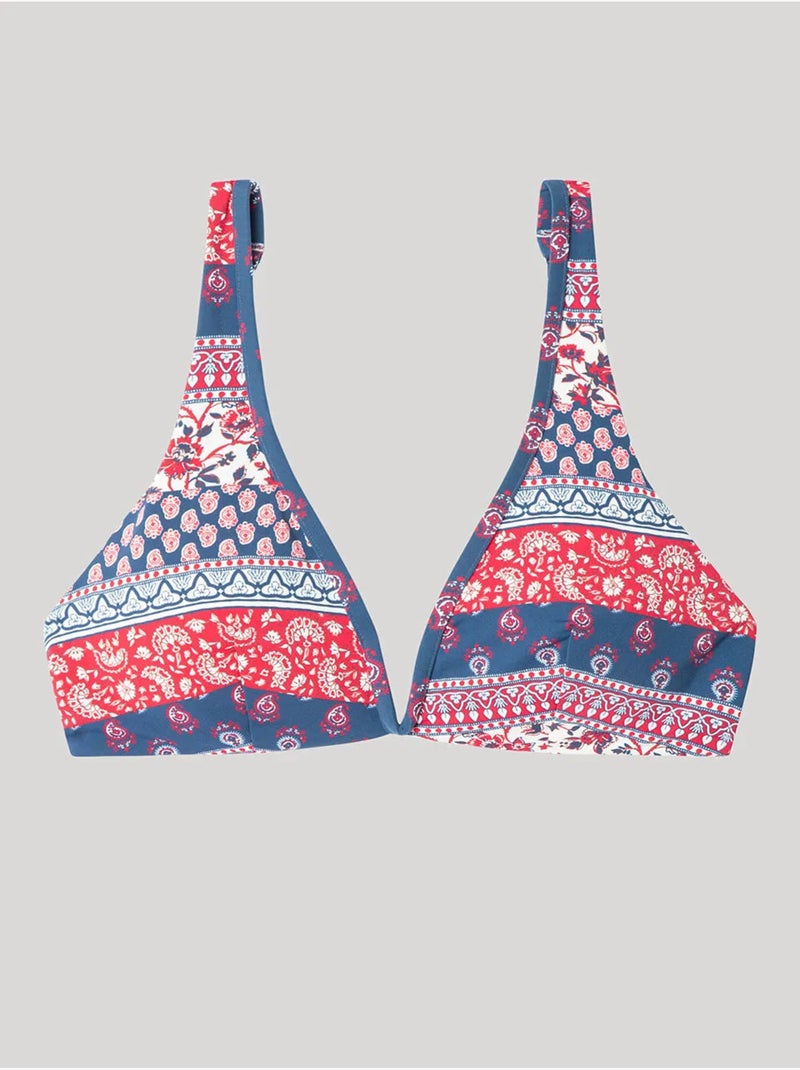 Haut de bikini réversible sans armature à motif ethnique Multicolore - Kiabi
