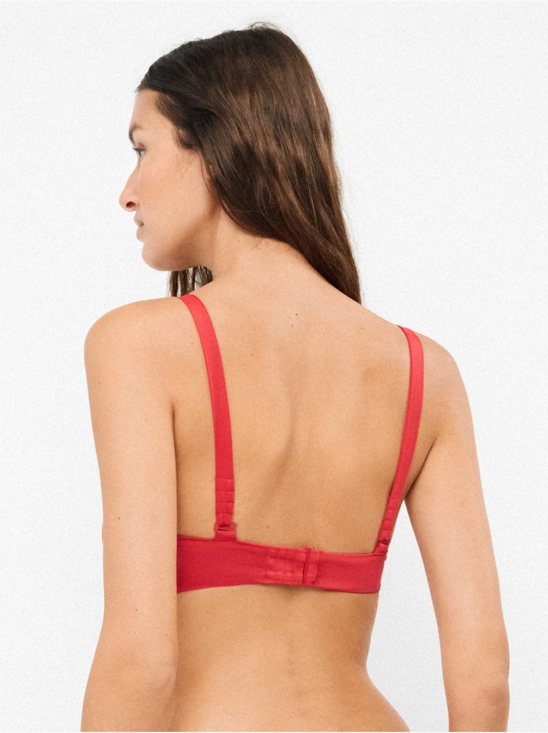 Haut de bikini triangulaire sans armature Rouge - Kiabi