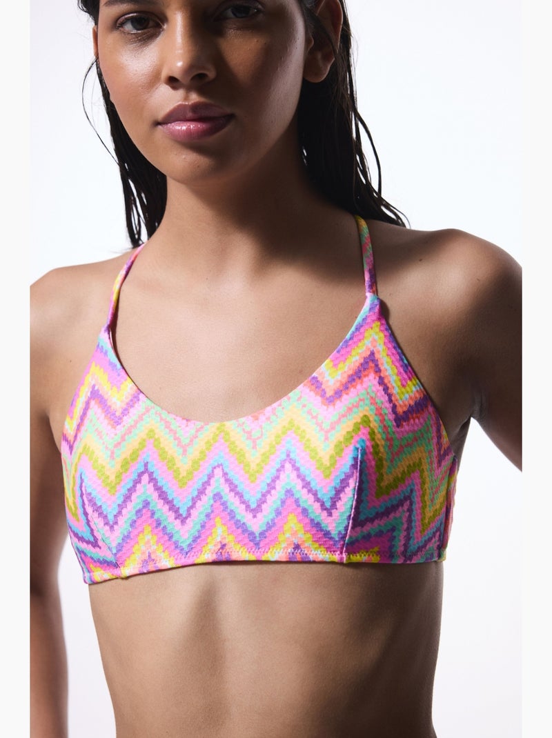 Haut de bikini zigzag femme penti Rose fluo - Kiabi