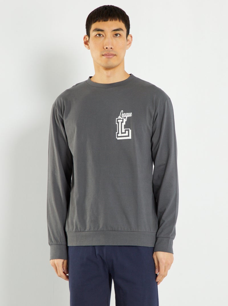Haut de pyjama en jersey anthracite - Kiabi