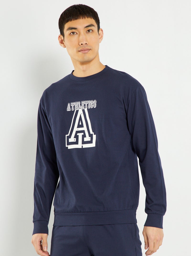 Haut de pyjama en jersey bleu marine - Kiabi