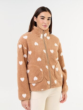 Haut en polaire zippé à motif